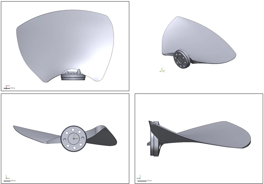 Comparando os dados de digitalização 3D da fundição do impulsor com o rotor usinado. Dados medidos (esquerda).  Dados de referência (à direita).